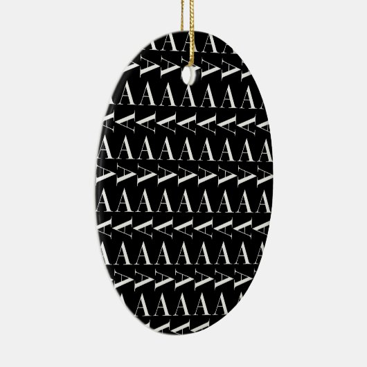 Monogram Initiaal Letter A, kies Achtergrondkleur Keramisch Ornament (Rechts)