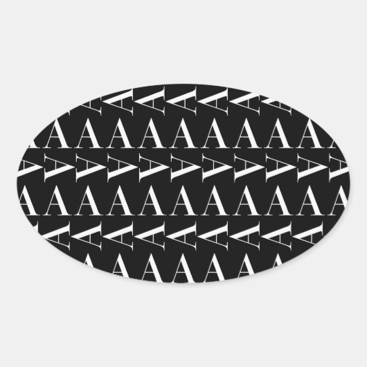 Monogram Initiaal Letter A, kies Achtergrondkleur Ovale Sticker (Voorkant)