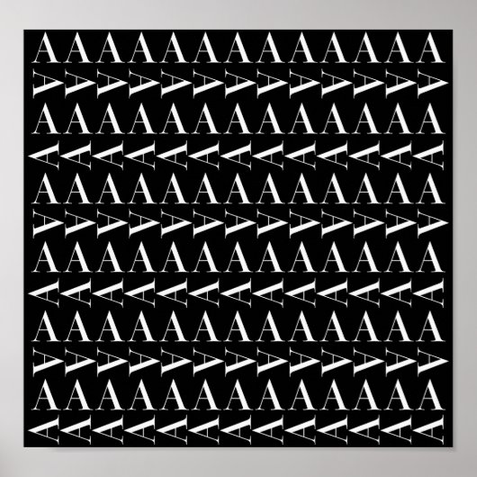 Monogram Initiaal Letter A, kies Achtergrondkleur Poster (Voorkant)