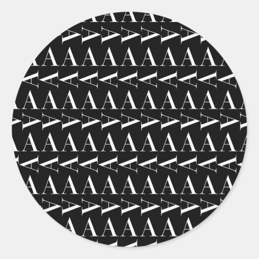 Monogram Initiaal Letter A, kies Achtergrondkleur Ronde Sticker (Voorkant)