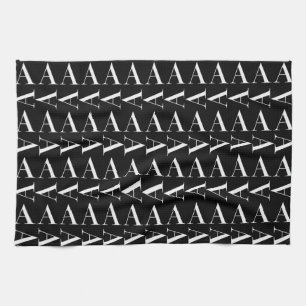 Monogram Initiaal Letter A, kies Achtergrondkleur Theedoek