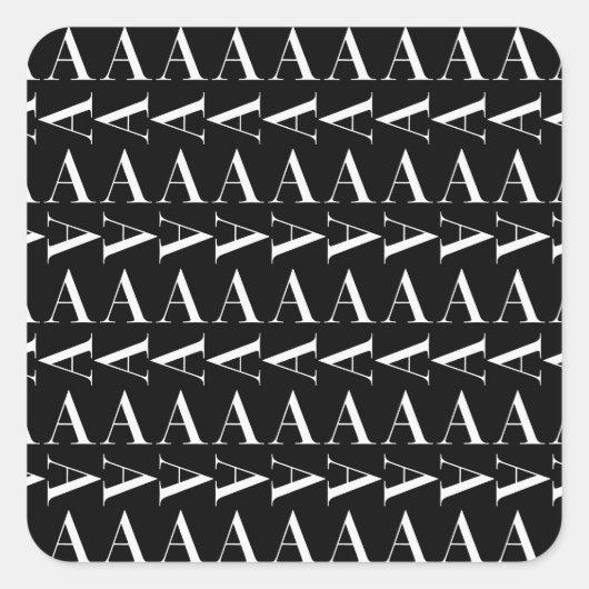 Monogram Initiaal Letter A, kies Achtergrondkleur Vierkante Sticker (Voorkant)