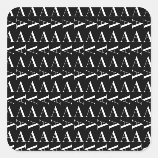 Monogram Initiaal Letter A, kies Achtergrondkleur Vierkante Sticker (Voorkant)