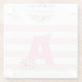 Monogram Initiaal Letter A  roze letter A Glazen Onderzetter (Achterkant)
