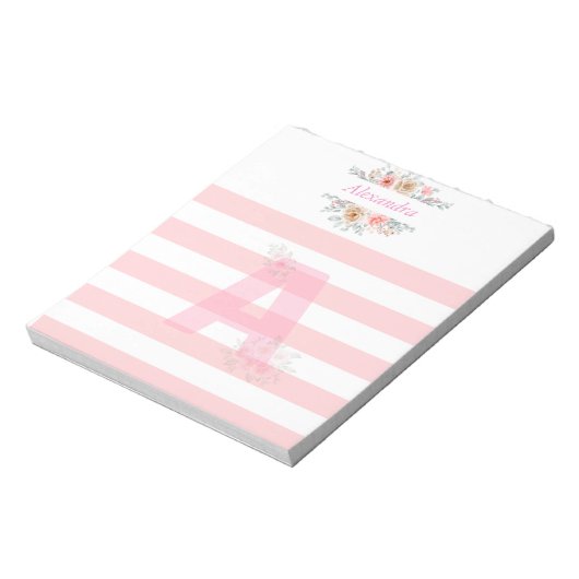 Monogram Initiaal Letter A roze letter A Notitieblok (Linkerzijde)