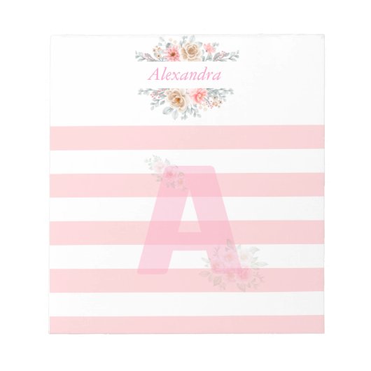 Monogram Initiaal Letter A roze letter A Notitieblok (Voorkant)