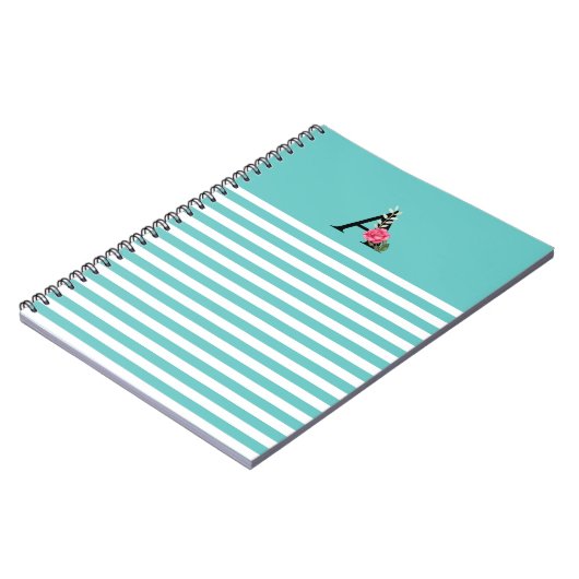 Monogram Initiaal Letter A White roze roze stripes Notitieboek (Linkerzijde)