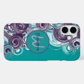Monogram Initiaal Letter Abstracte wervelgolven Case-Mate iPhone Case (Achterkant (horizontaal))