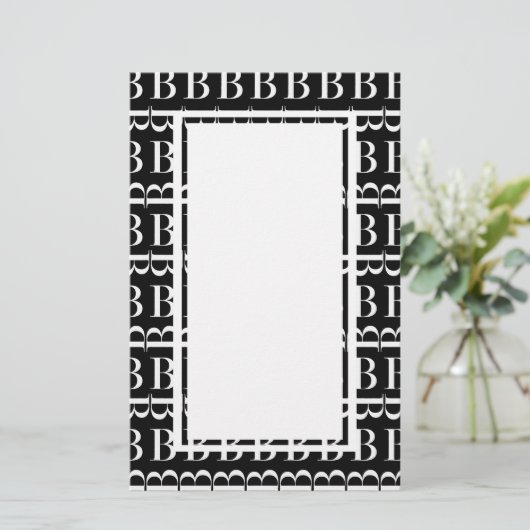 Monogram Initiaal letter B Briefpapier (Staand voorkant)
