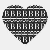 Monogram Initiaal letter B Hart Sticker (Voorkant)