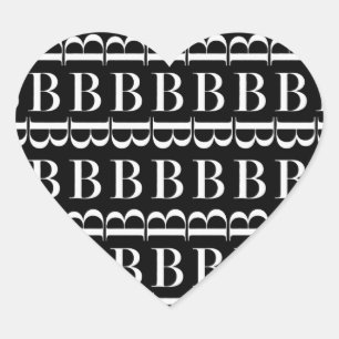 Monogram Initiaal letter B Hart Sticker