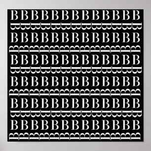 Monogram Initiaal Letter B, Kies Achtergrondkleur Poster