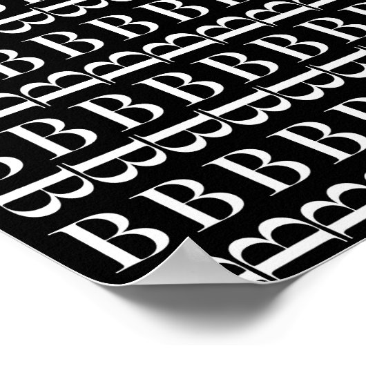 Monogram Initiaal Letter B, Kies Achtergrondkleur Poster (Hoek)