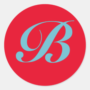 Monogram Initiaal letter B Ronde Sticker