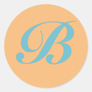 Monogram Initiaal letter B Ronde Sticker
