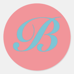 Monogram Initiaal letter B Ronde Sticker