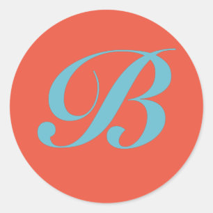 Monogram Initiaal letter B Ronde Sticker