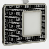 Monogram Initiaal letter B Verzilverd Omlijst Ornament (Rechts)