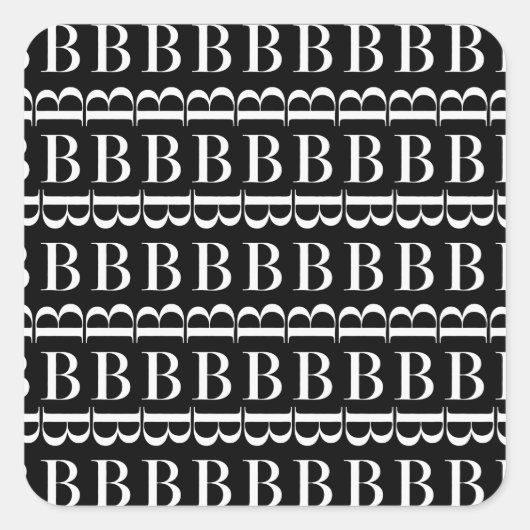 Monogram Initiaal letter B Vierkante Sticker (Voorkant)