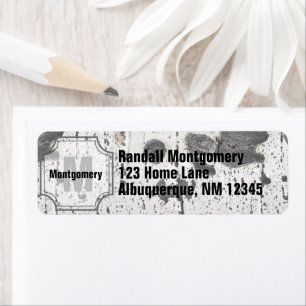 Monogram initiaal Letter Bark van de witte spen- Etiket