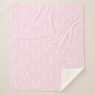 Monogram initiaal letter bleke roze wit aanpassen sherpa deken