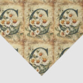 Monogram Initiaal Letter C  Daisy Tekening Tissuepapier (Detail)