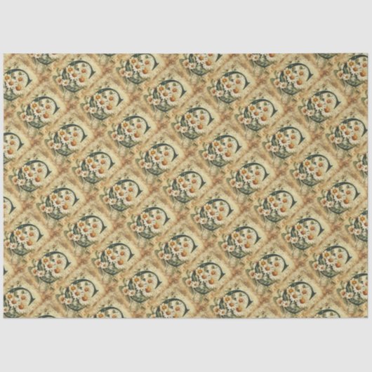 Monogram Initiaal Letter C  Daisy Tekening Tissuepapier (Voorkant)