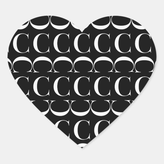 Monogram Initiaal letter C Hart Sticker (Voorkant)