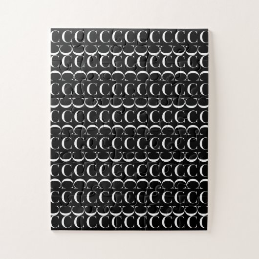 Monogram Initiaal Letter C, kies Achtergrondkleur Legpuzzel (Verticaal)