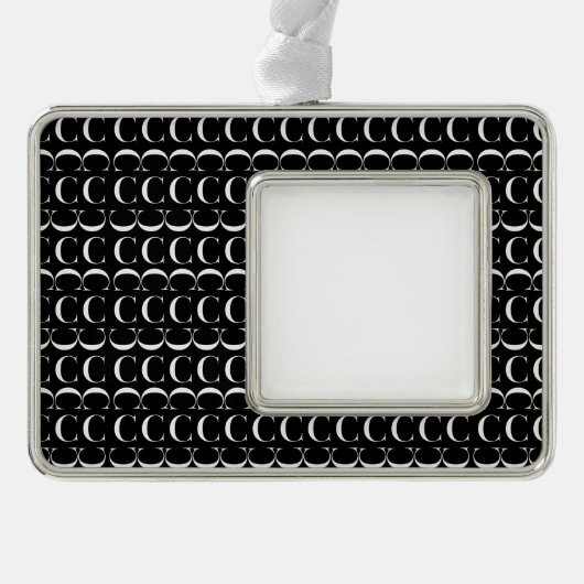 Monogram Initiaal letter C Verzilverd Omlijst Ornament (Voorkant)