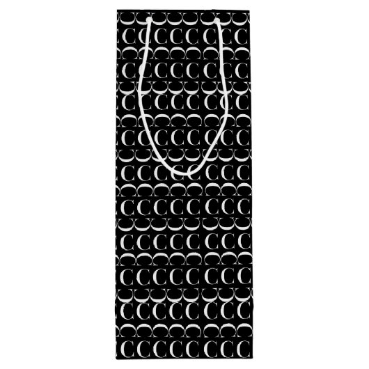 Monogram Initiaal letter C Wijn Cadeautas (Achterkant)