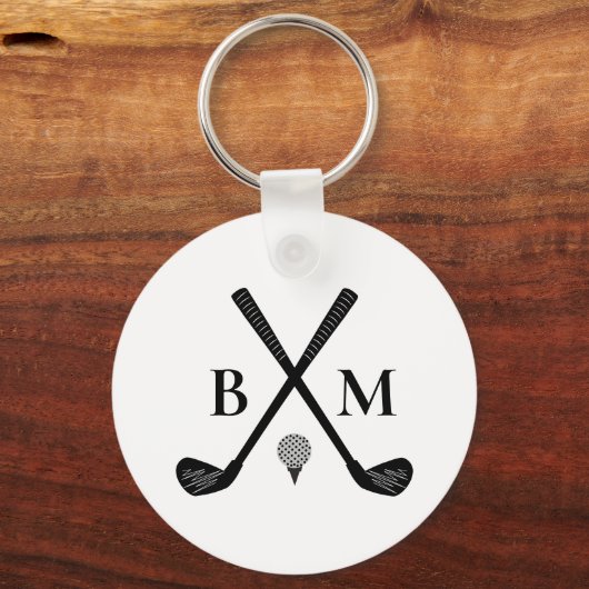 Monogram Initiaal Letter Creëer Uw eigen golfclub Sleutelhanger (Achterkant)