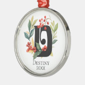 Monogram Initiaal letter D Berry krans kerst Metalen Ornament (Links)
