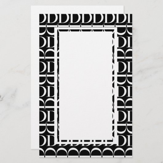 Monogram Initiaal letter D Briefpapier (Voorkant / Achterkant)