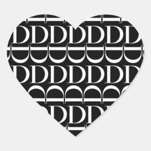 Monogram Initiaal letter D Hart Sticker