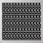 Monogram Initiaal Letter D, kies Achtergrondkleur Poster (Voorkant)