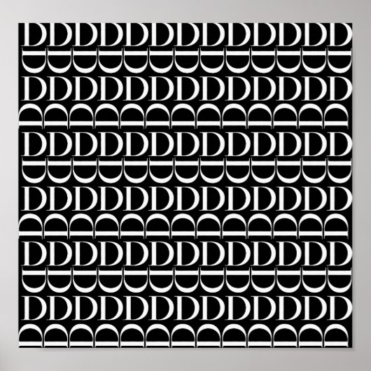 Monogram Initiaal Letter D, kies Achtergrondkleur Poster (Voorkant)