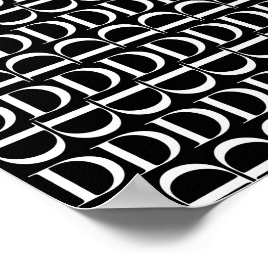 Monogram Initiaal Letter D, kies Achtergrondkleur Poster (Hoek)