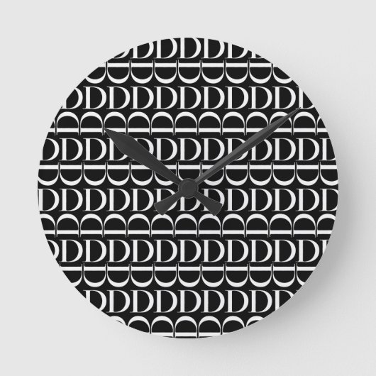 Monogram Initiaal Letter D, kies Achtergrondkleur Ronde Klok (Voorkant)