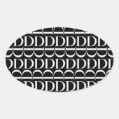 Monogram Initiaal letter D Ovale Sticker (Voorkant)