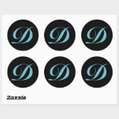 Monogram Initiaal letter D Ronde Sticker (Vel)
