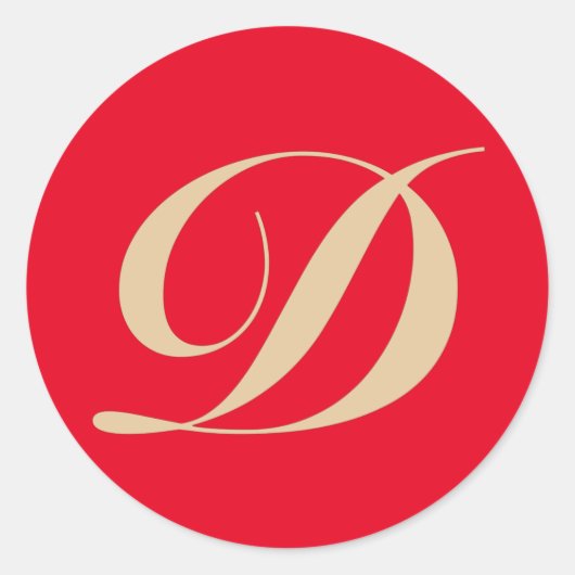 Monogram Initiaal letter D Ronde Sticker (Voorkant)