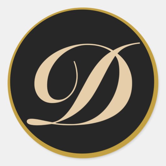 Monogram Initiaal letter D Ronde Sticker (Voorkant)