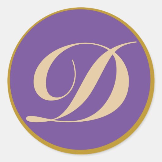 Monogram Initiaal letter D Ronde Sticker (Voorkant)