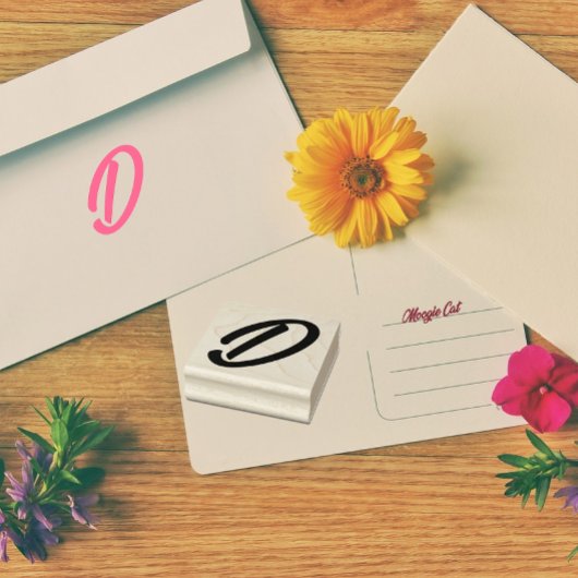Monogram Initiaal letter D Rubberstempel