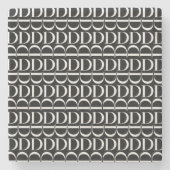 Monogram Initiaal letter D Stenen Onderzetter (Voorkant)