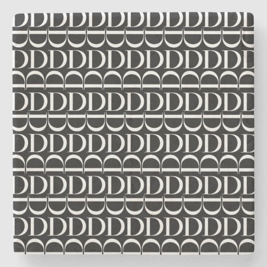 Monogram Initiaal letter D Stenen Onderzetter (Voorkant)