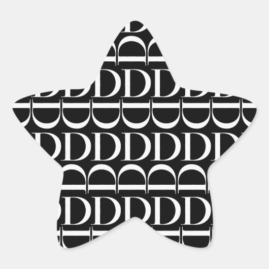 Monogram Initiaal letter D Ster Sticker (Voorkant)