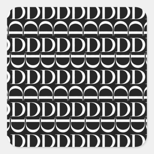 Monogram Initiaal letter D Vierkante Sticker (Voorkant)