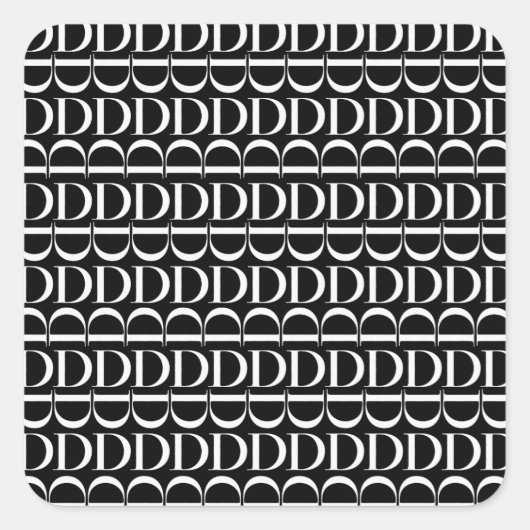 Monogram Initiaal letter D Vierkante Sticker (Voorkant)